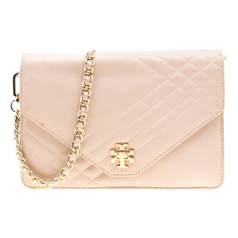 Tory Burch Beige Quilted Leather Kira Crossbody Bag For Sale at 1stDibs