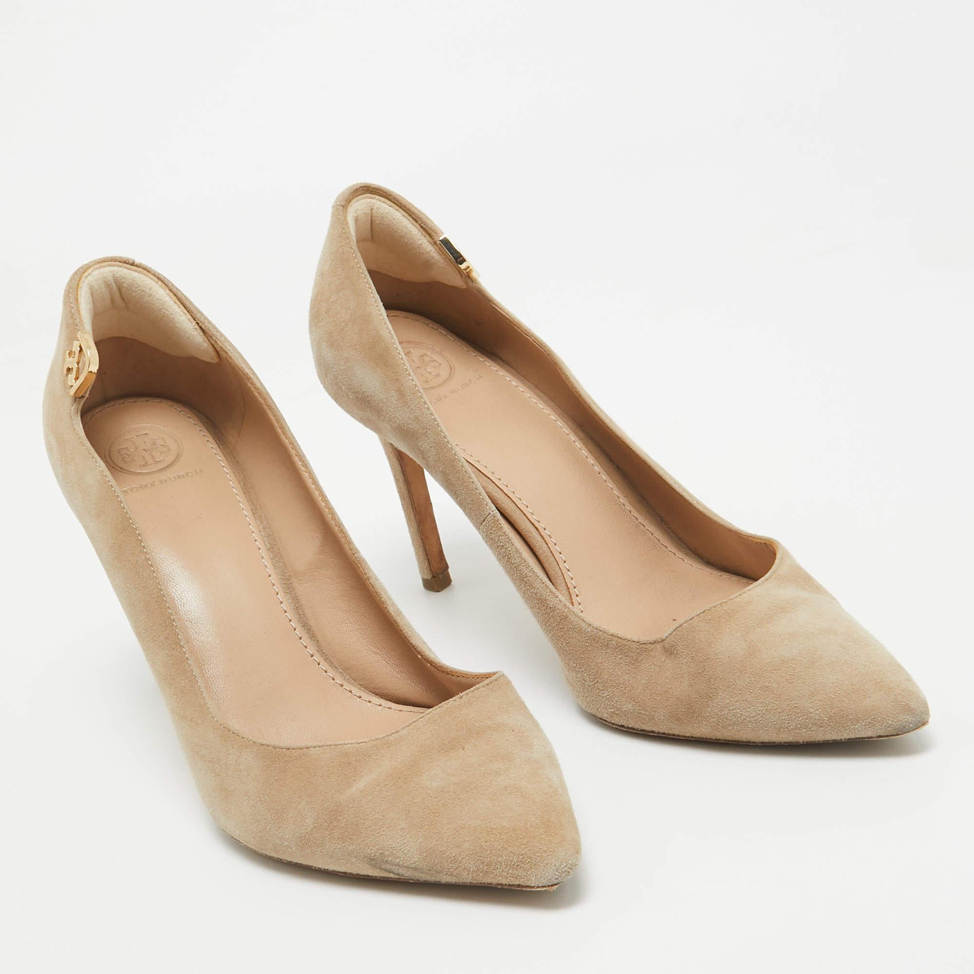 Women's Tory Burch Beige Suede Elizabeth Pumps Size 39.5 For Sale