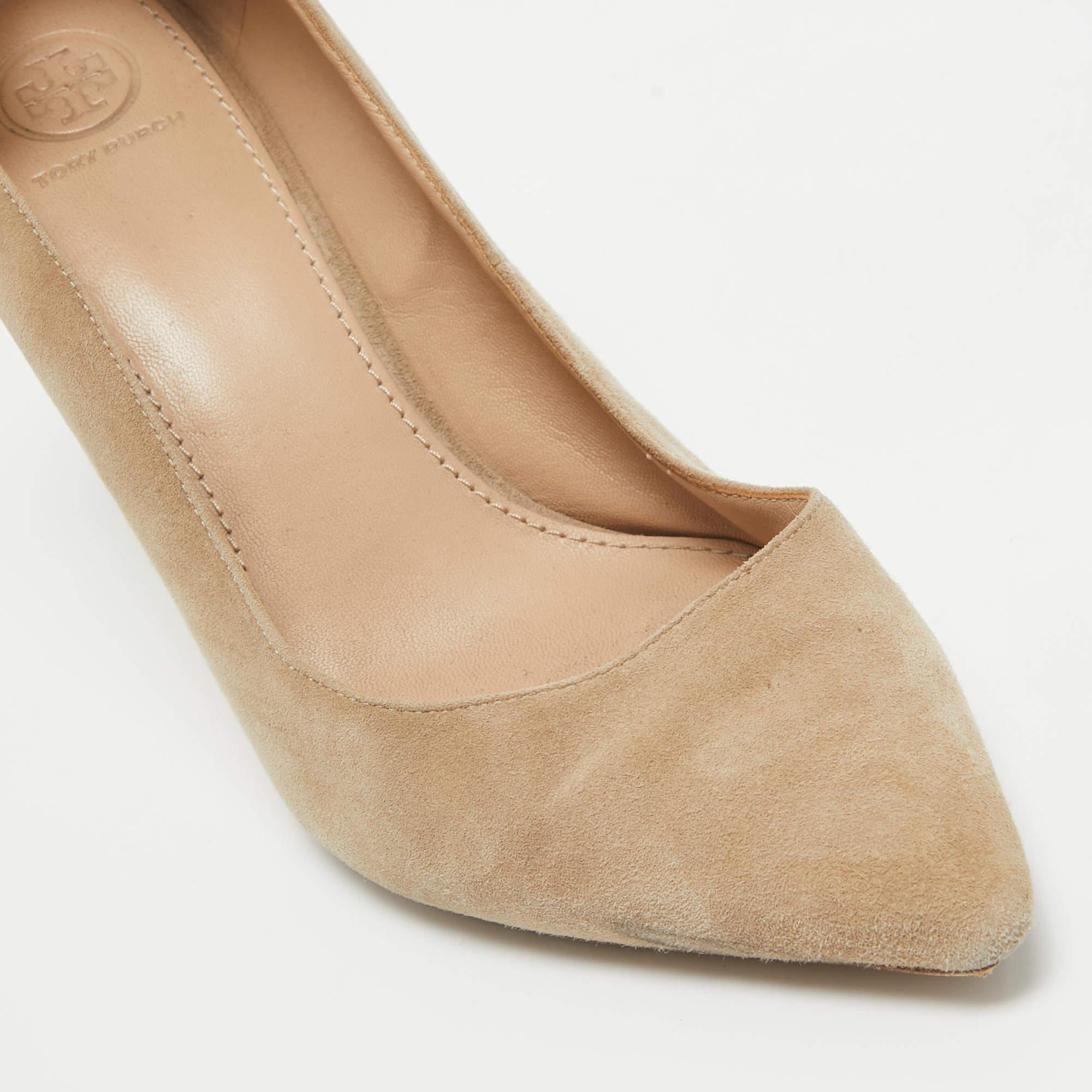 Tory Burch Beige Suede Elizabeth Pumps Size 39.5 For Sale 3