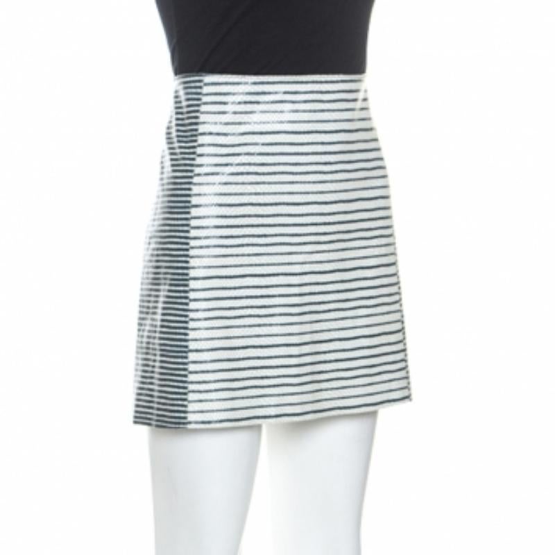 Grigio Tory Burch Gonna in pelle a righe bicolore M. I. in vendita