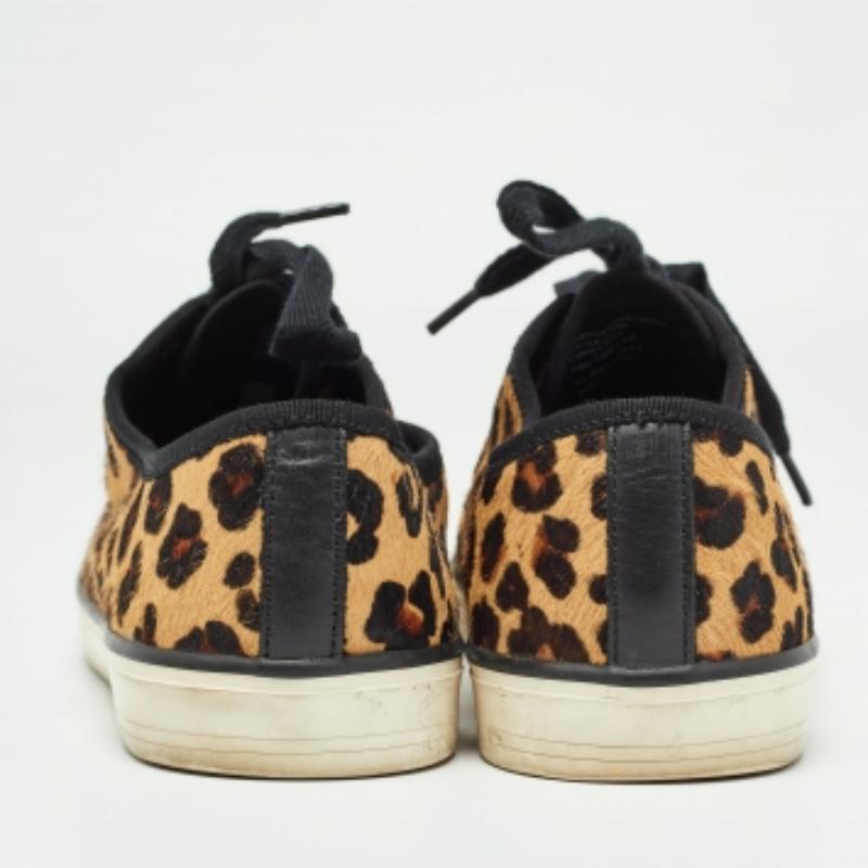 Nero Tory Burch - Sneakers basse in pelle e pelo di vitello con stampa animale nera - misura 40,5 in vendita