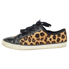 Tory Burch - Sneakers basse in pelle e pelo di vitello con stampa animale nera - misura 40,5