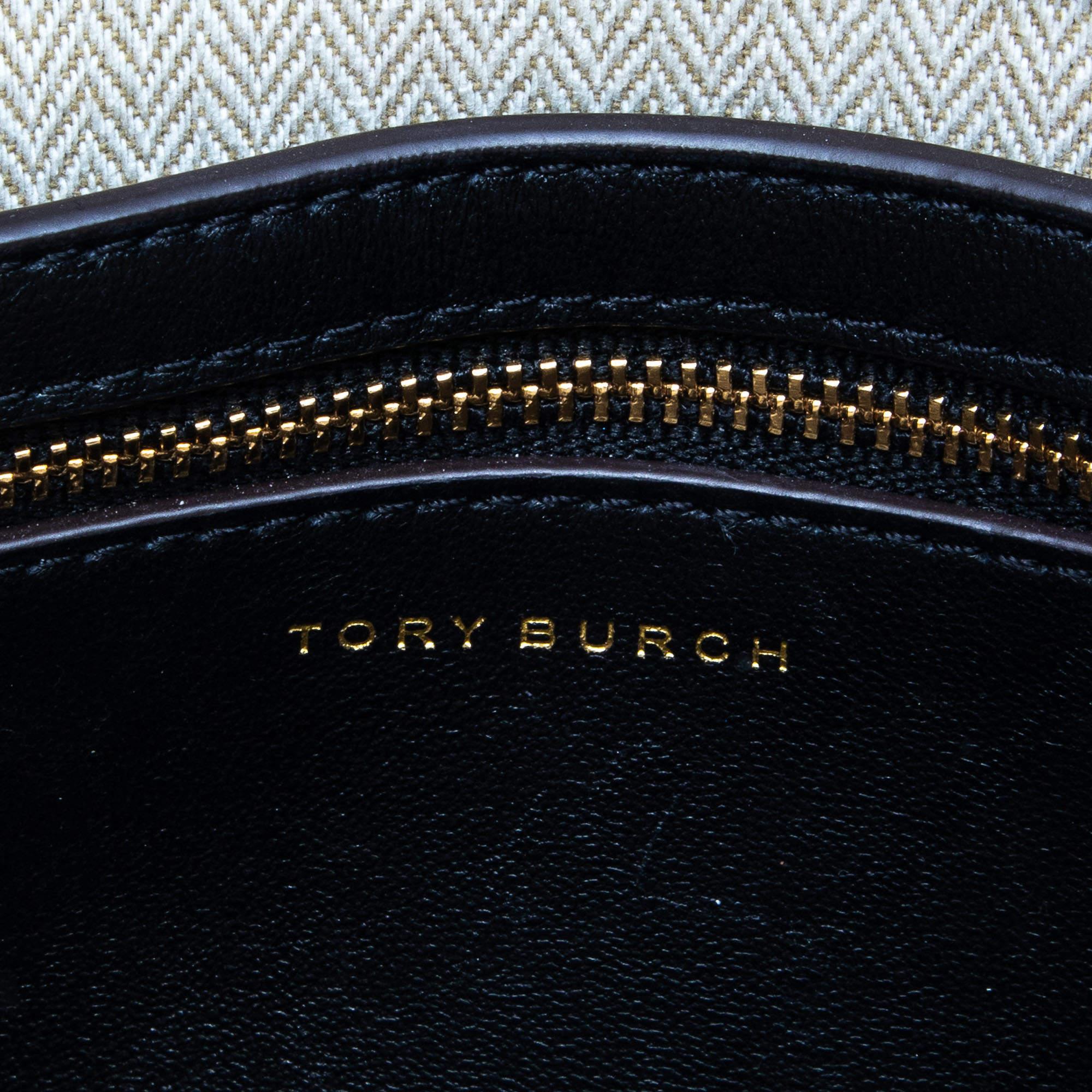Tory Burch Schwarze Lee Radziwill Doppeltasche aus Leder und Wildleder mit Kroko-prägung 7
