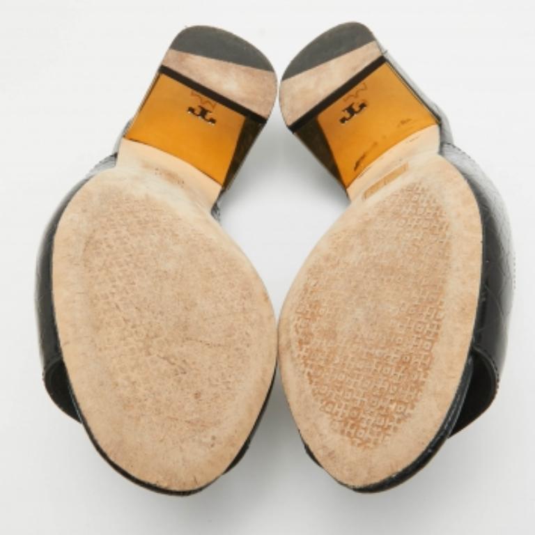 Noir Tory Burch Mules en cuir noir gaufré Taille 36.5 en vente