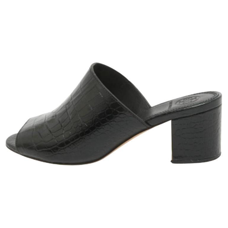 Tory Burch Mules en cuir noir gaufré Taille 36.5