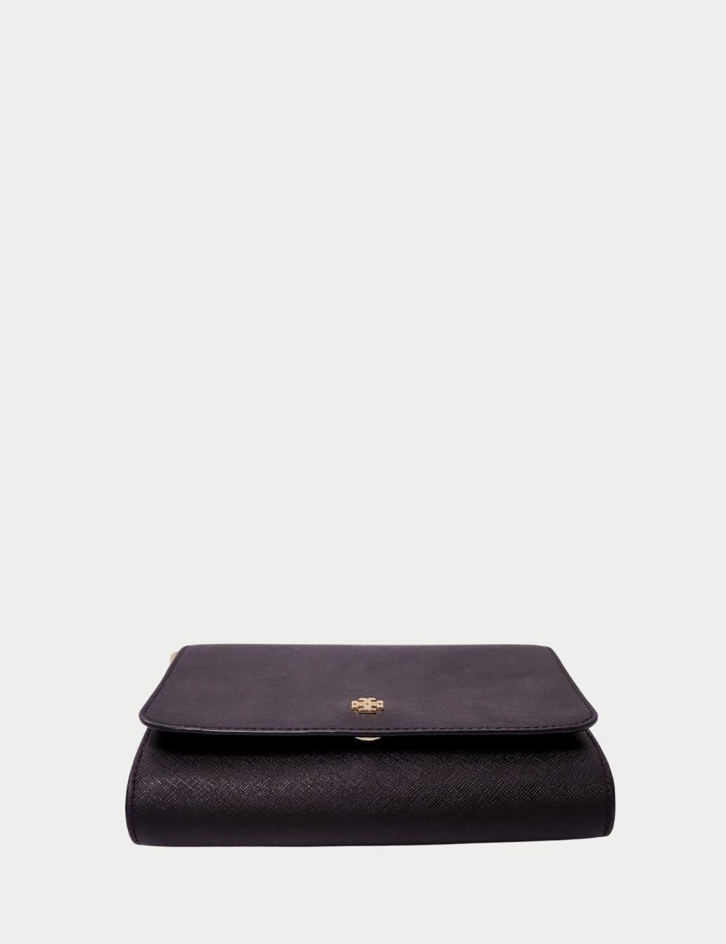 Tory Burch - Sac à bandoulière noir avec chaîne dorée Excellent état - En vente à Amman, JO