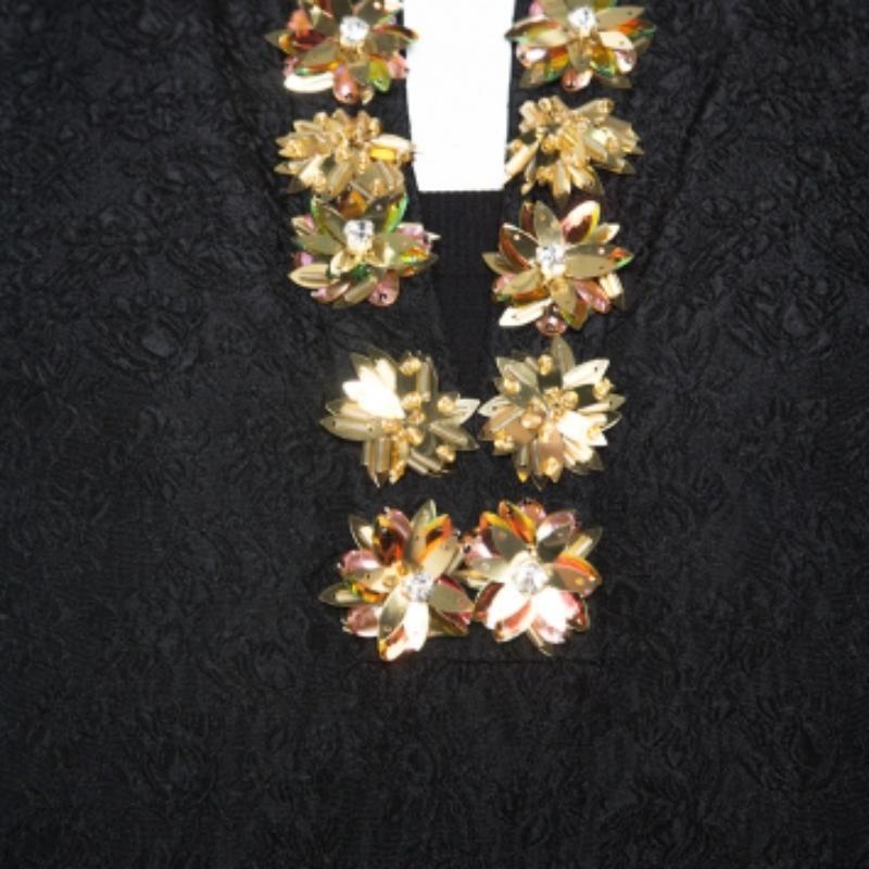 Tory Burch - Top a tunica in seta goffrata nera - M. I. In condizioni buone in vendita a Dubai, Al Qouz 2