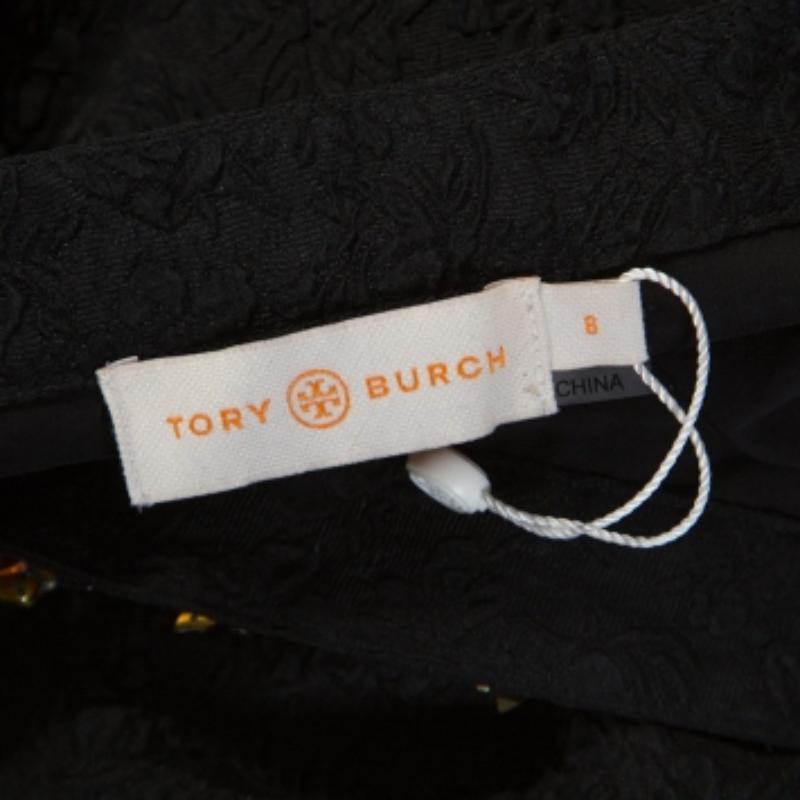 Tory Burch - Top a tunica in seta goffrata nera - M. I. in vendita 1