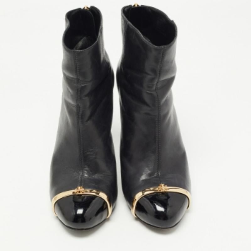 Nero Tory Burch Stivaletti in pelle nera e vernice misura 37 in vendita