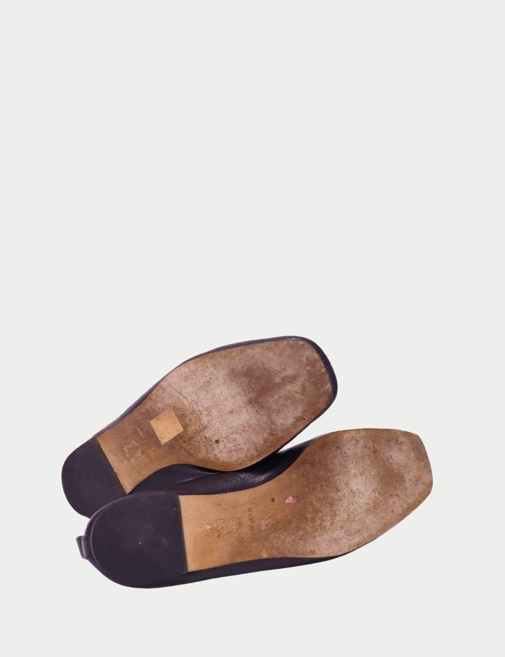 Tory Burch Black Leather Ballet Flats with Gold Logo - EU 38 im Zustand „Gut“ im Angebot in Amman, JO