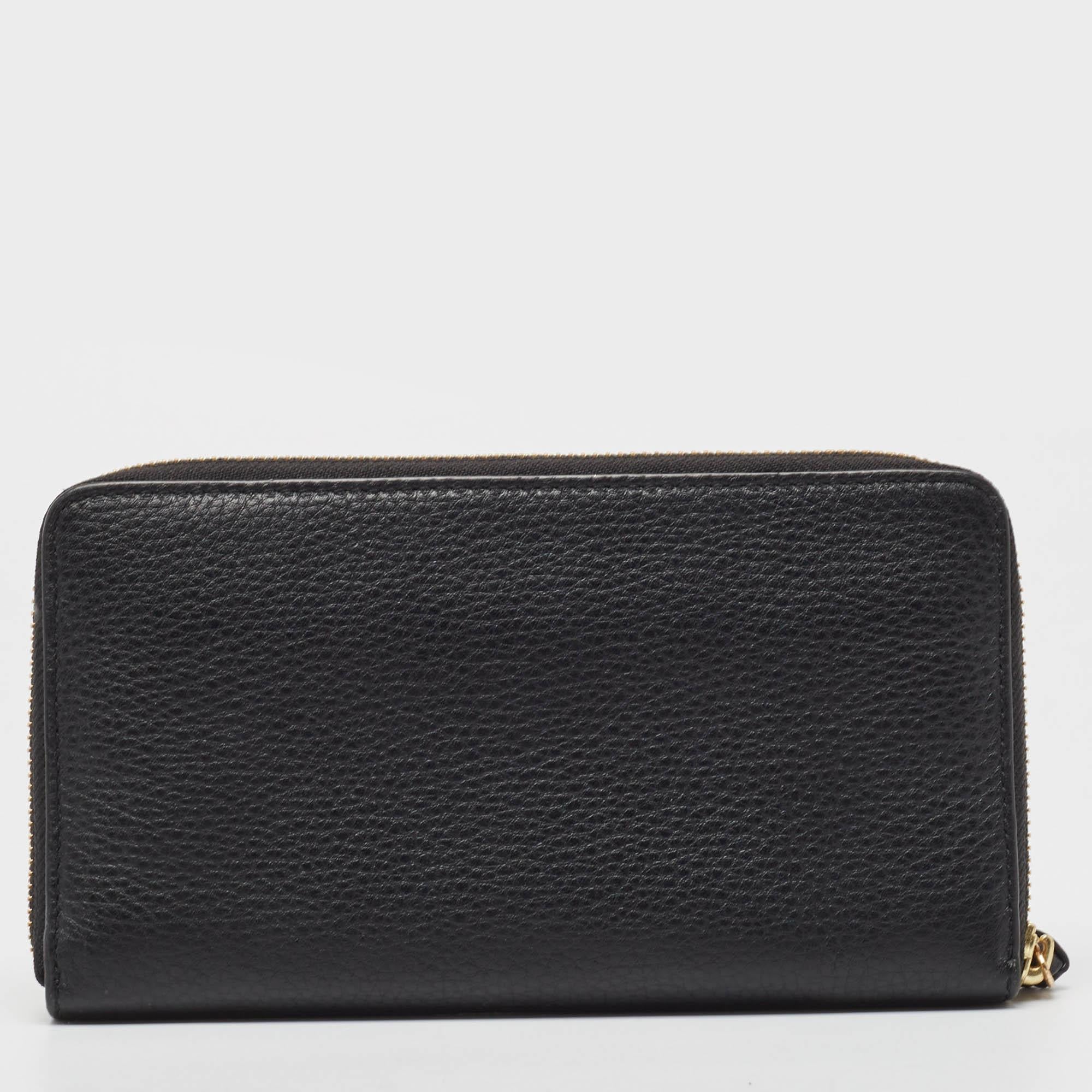 Women's Tory Burch Black Leather Britten Zip Around Wallet