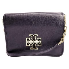 Tory Burch Black Leather Crossbody Bag with Gold Logo