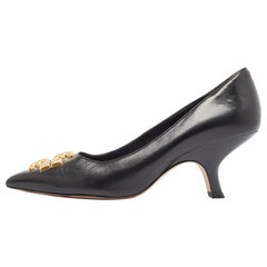 Tory Burch Black Leather Eleanor Pointed Toe Pumps Size 36