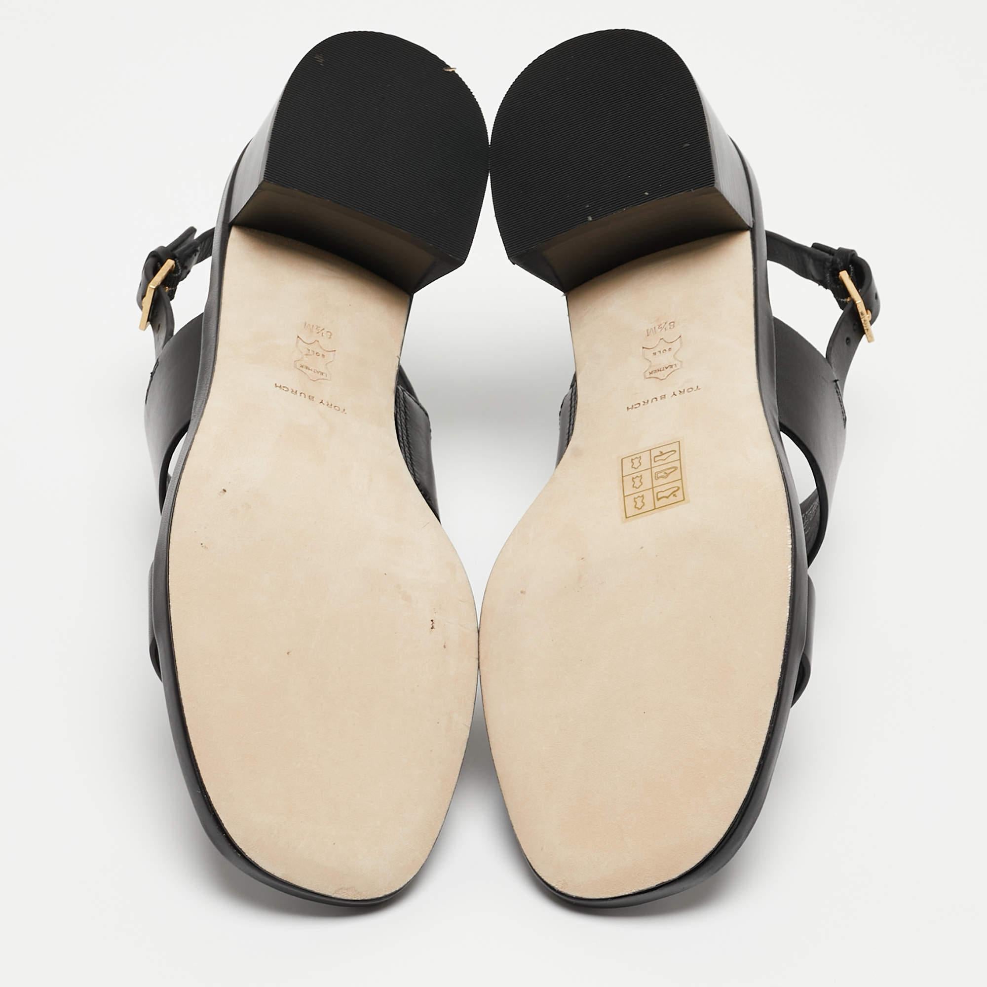 Tory Burch Black Leather Eleanor Slingback Sandals Size 39 1