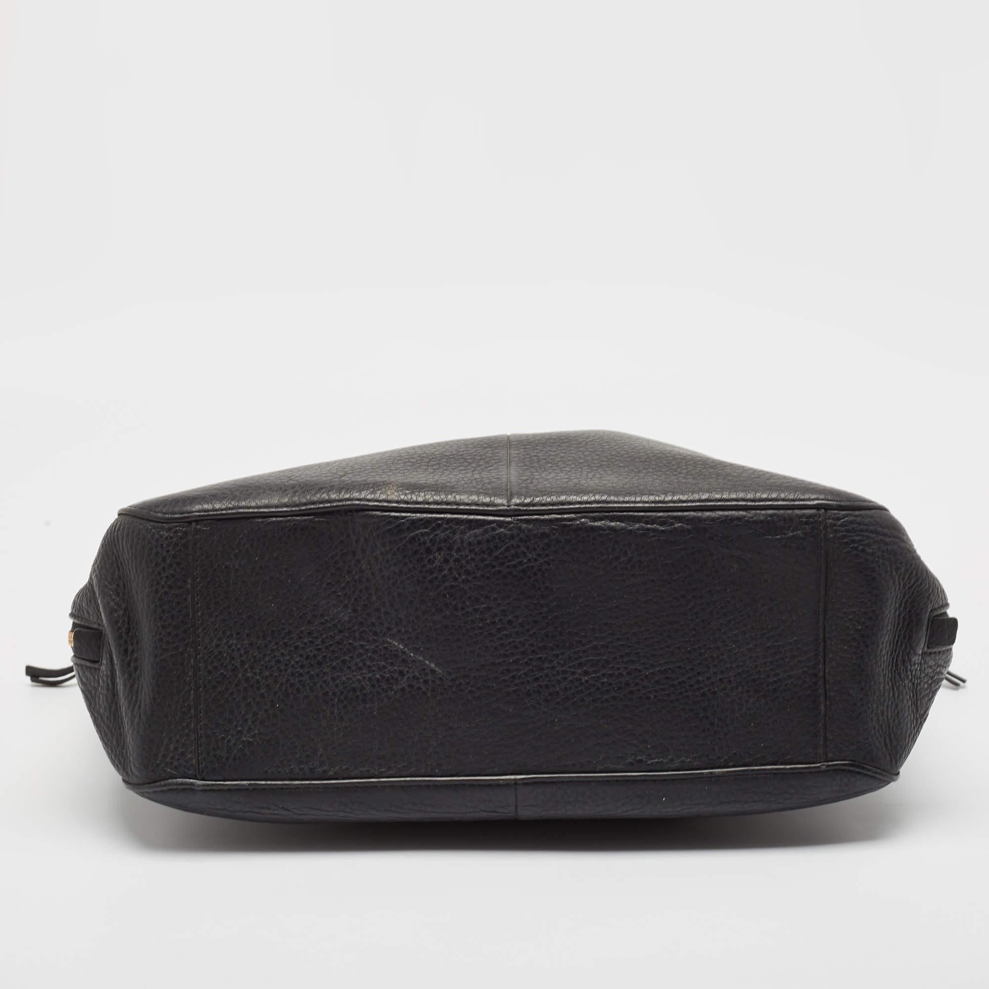 Tory Burch Black Leather Ivy Side Zip Tote For Sale 4