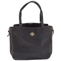 Tory Burch Schwarzes Leder Ivy Side Zip Tote