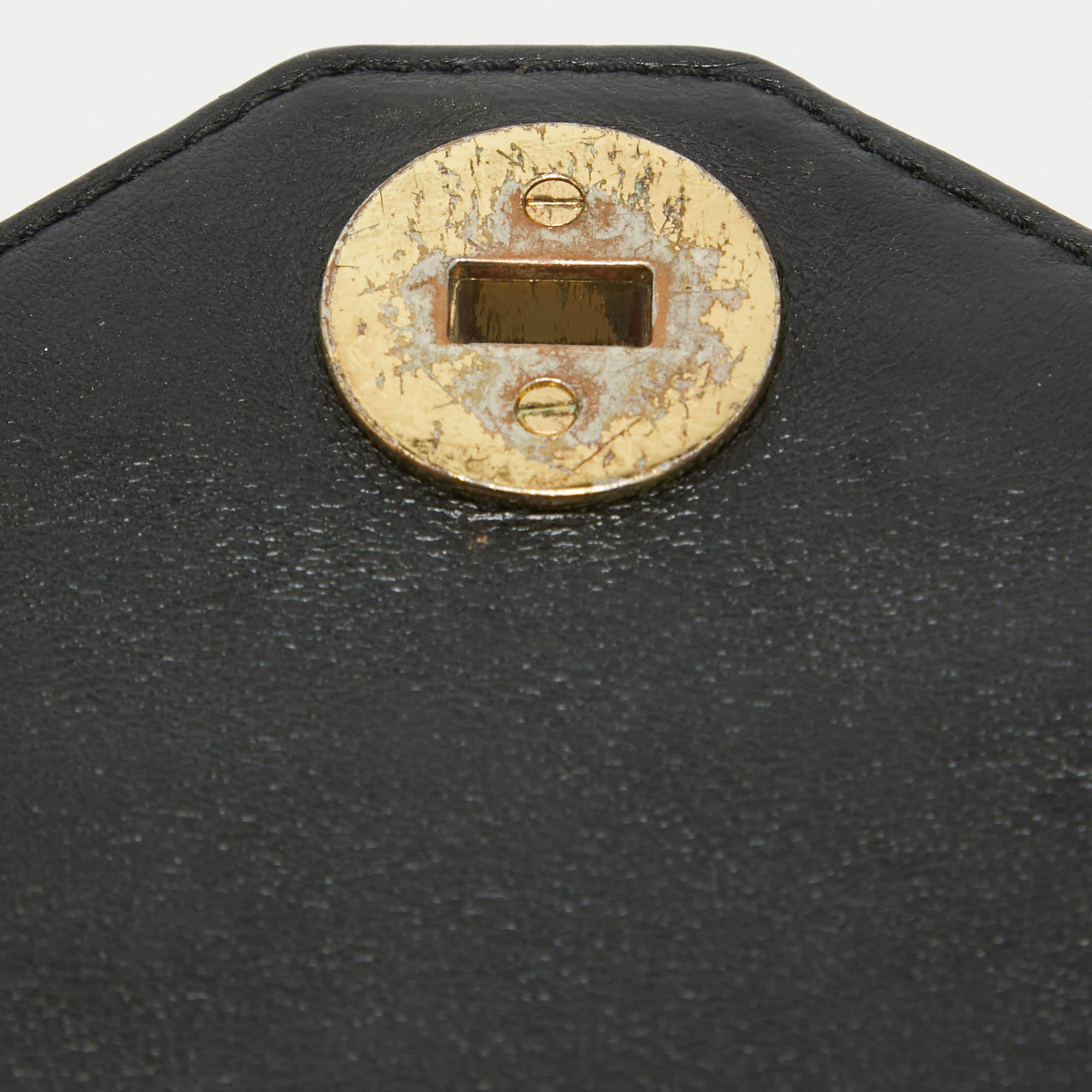 Tory Burch Black Leather Kira Envelope Flap Chain Bag 6