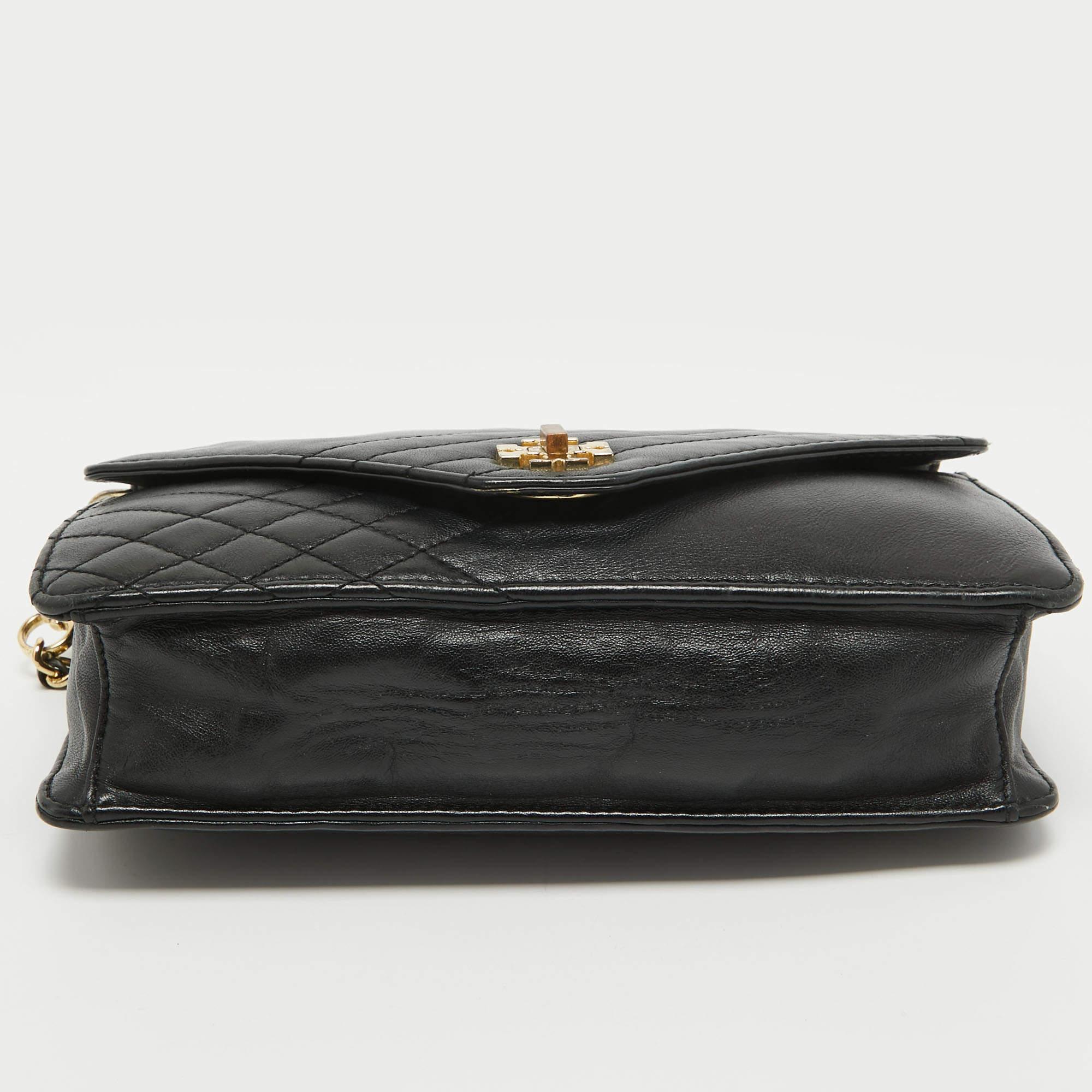 Tory Burch Black Leather Kira Envelope Flap Chain Bag 3