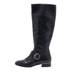 Tory Burch Black Leather knee Length Boots Size  39.5
