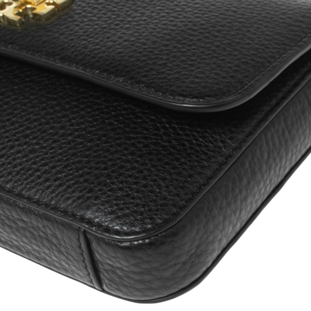 Tory Burch Black Leather Mercer Classic Flap Shoulder Bag For Sale 2