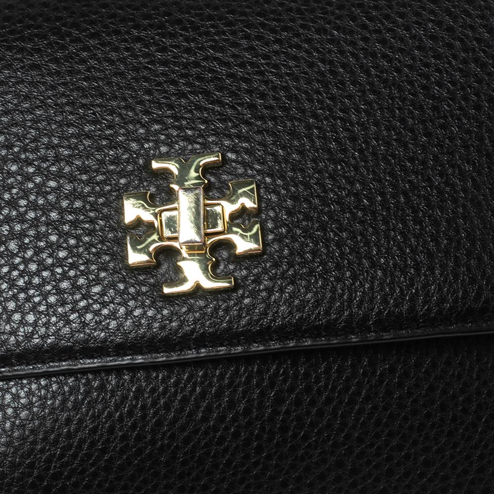 Tory Burch Black Leather Mercer Classic Flap Shoulder Bag For Sale 3
