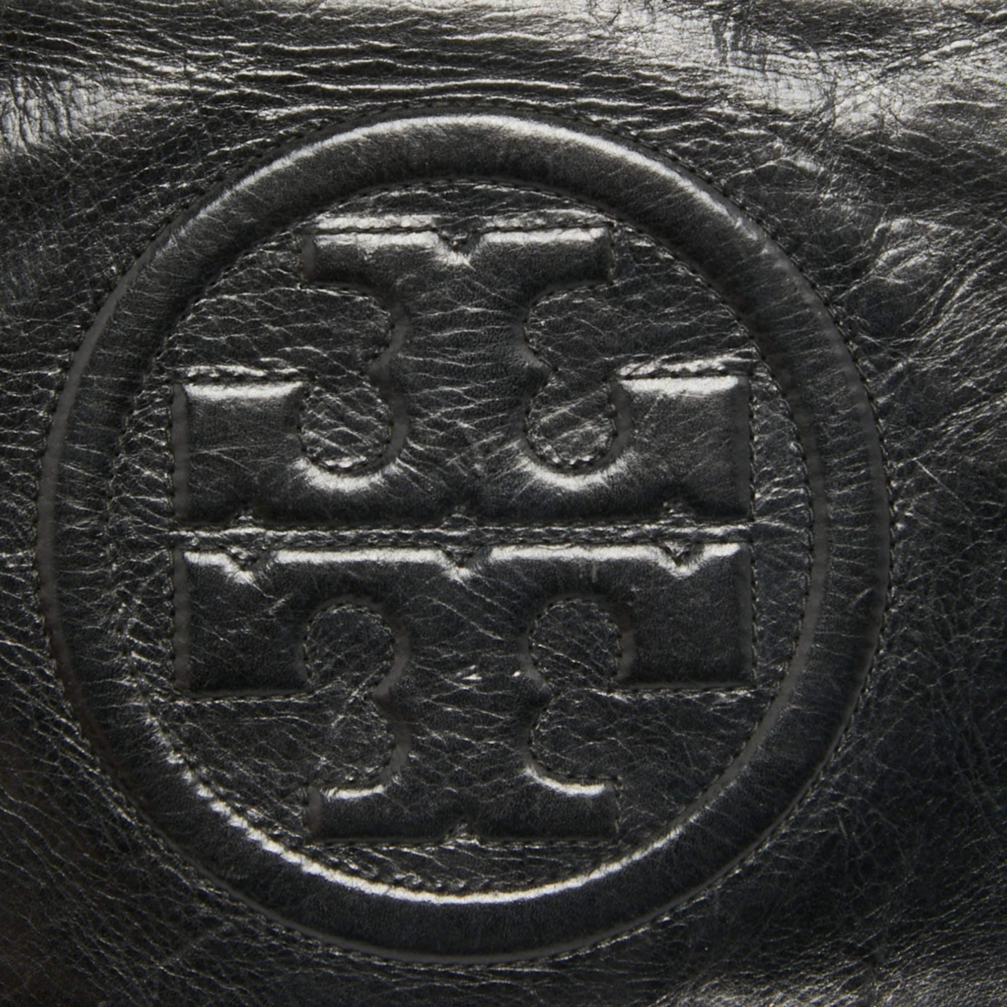 Tory Burch Black Leather Reva Chain Clutch For Sale 1