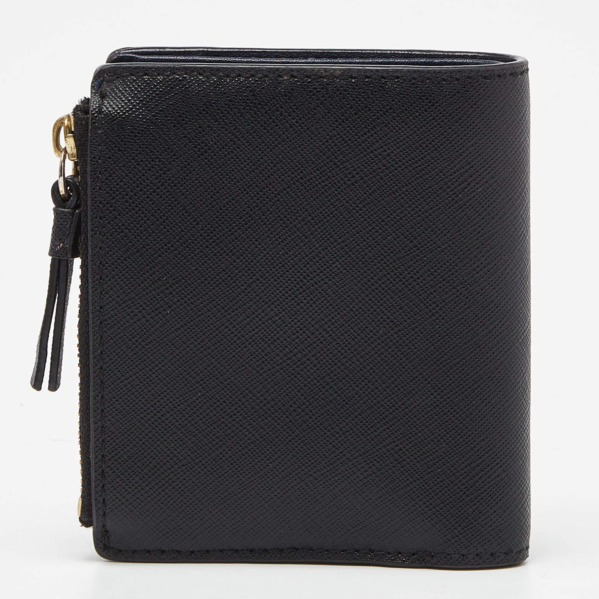 Tory Burch Black Leather Robinson Bifold Wallet For Sale 1