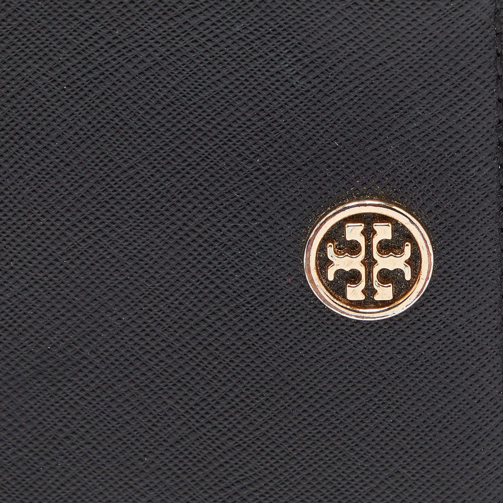 Tory Burch Black Leather Robinson Bifold Wallet For Sale 2