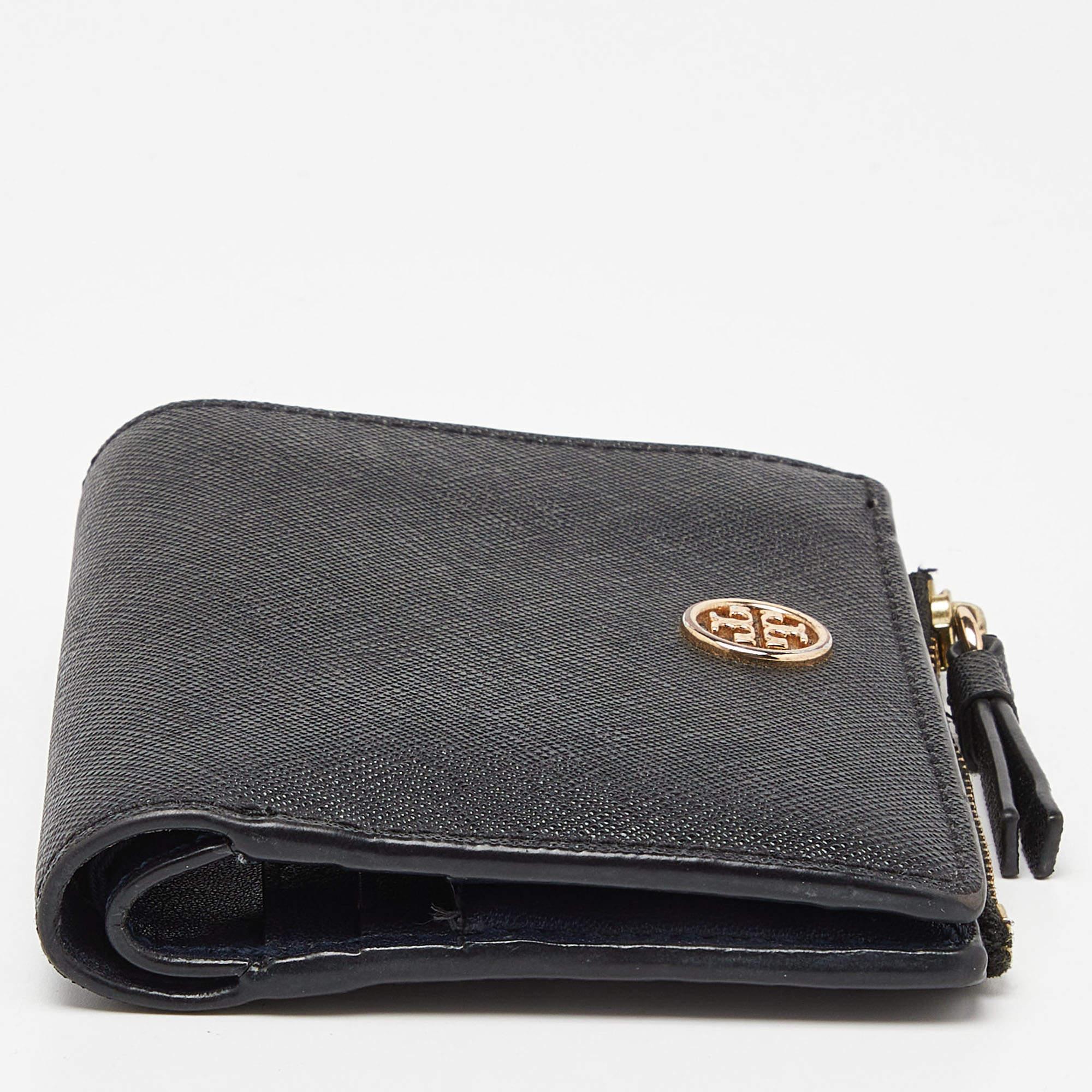Tory Burch Black Leather Robinson Bifold Wallet For Sale 3