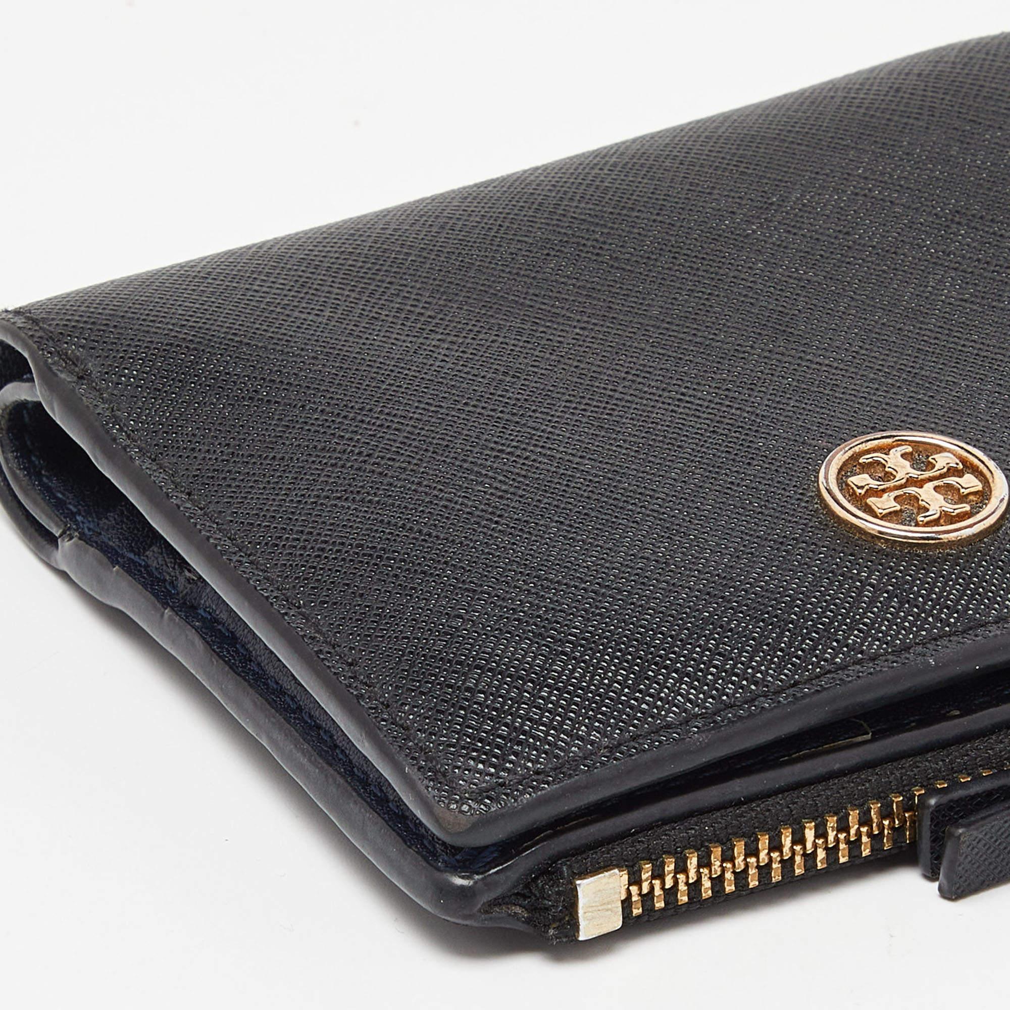 Tory Burch Black Leather Robinson Bifold Wallet For Sale 5