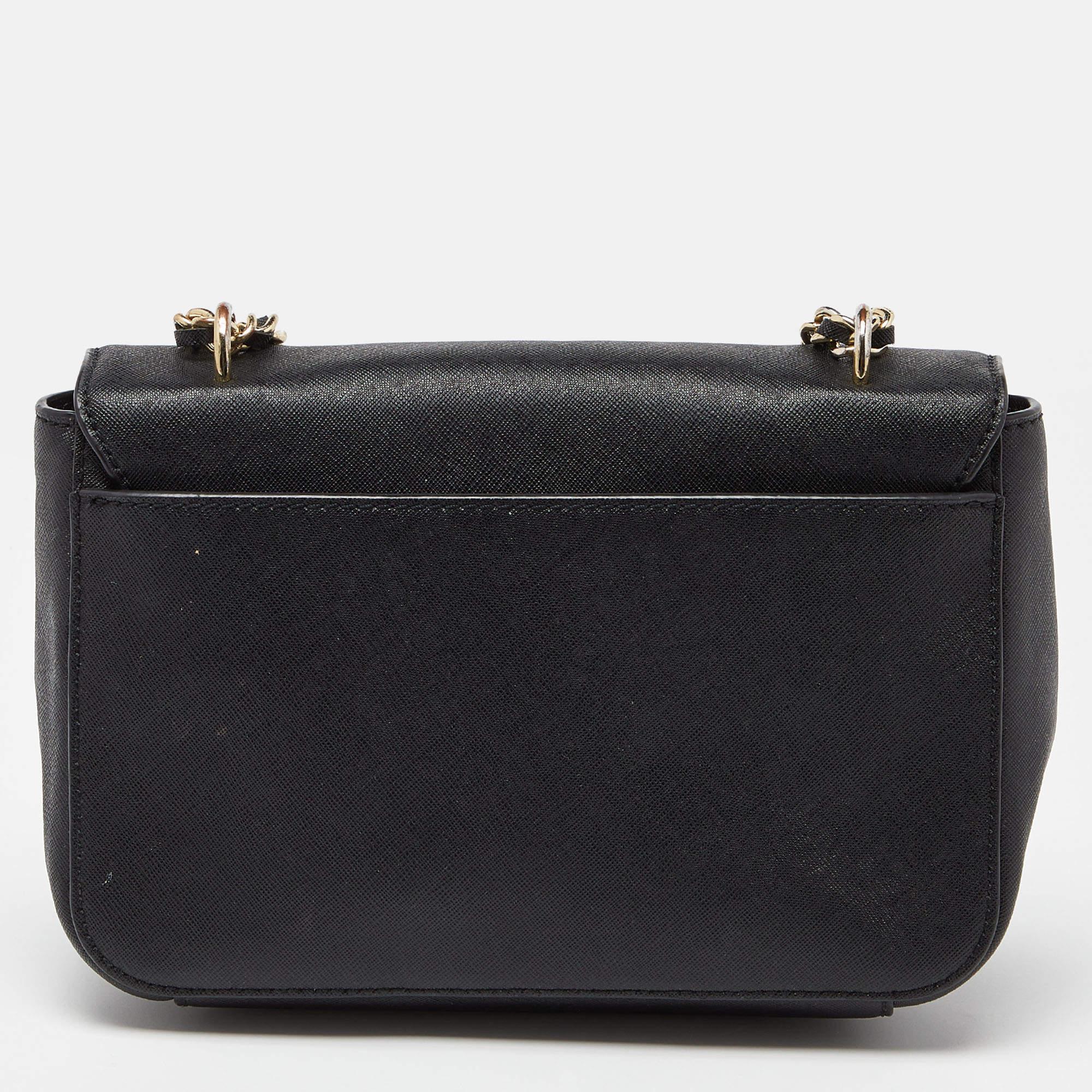 Women's Tory Burch Black Leather Robinson Chain Crossbody Bag For Sale