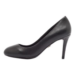 Tory Burch Black Leather Round Toe Pumps Size 37.5