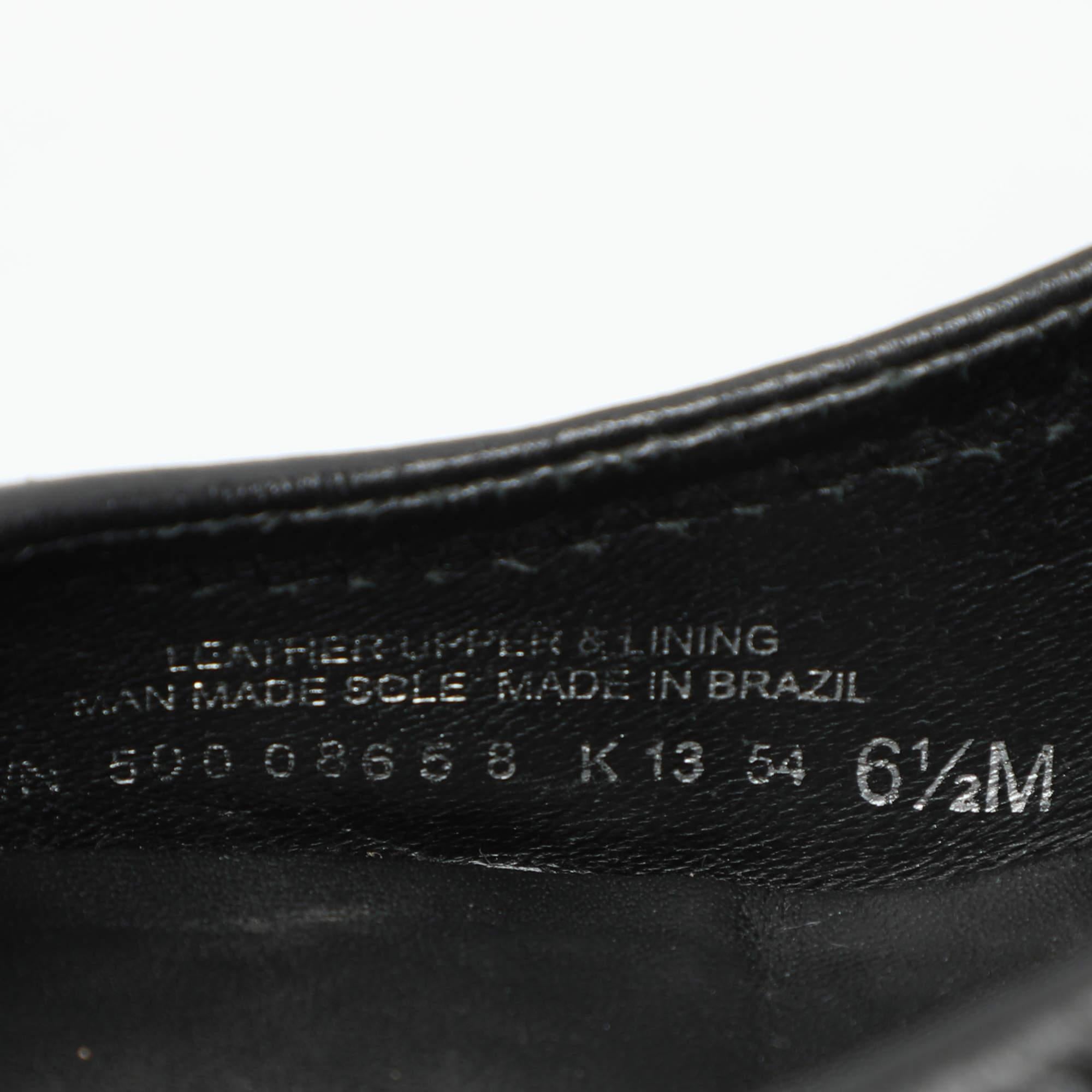 Tory Burch Black Leather Sally Wedge Pumps Size 36.5 For Sale 4