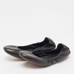 Tory Burch Black Leather Scrunch Ballet Flats Size 38.5