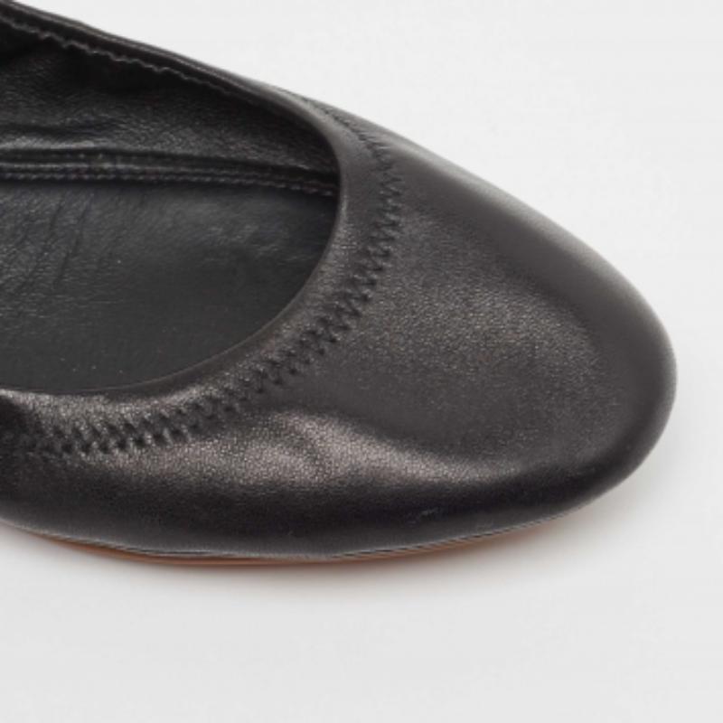 Tory Burch Schwarze Scrunch Ballettschuhe aus Leder Größe 38,5 im Angebot 2