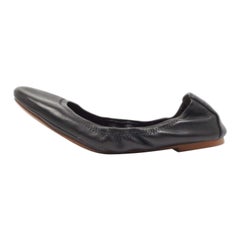 Tory Burch Schwarze Scrunch Ballettschuhe aus Leder Größe 38,5