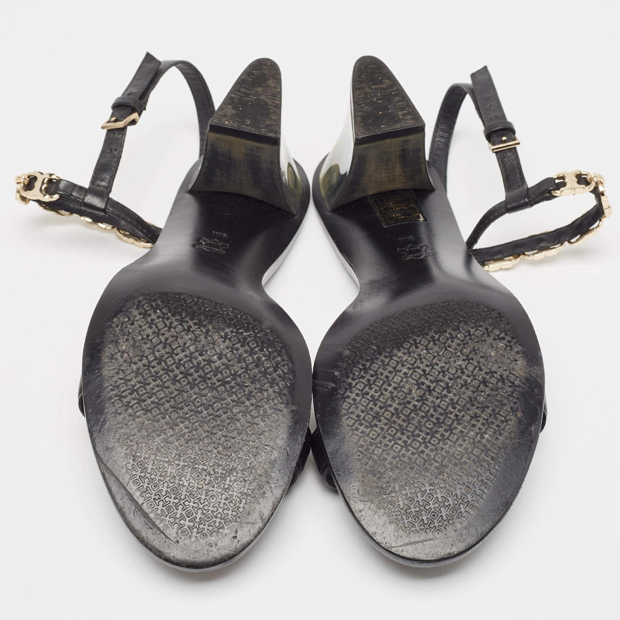 Tory Burch Sandalias Slingback de Piel Negra Talla 39.5 en venta 1