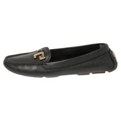 Tory Burch Black Leather Slip On Loafers Size 38