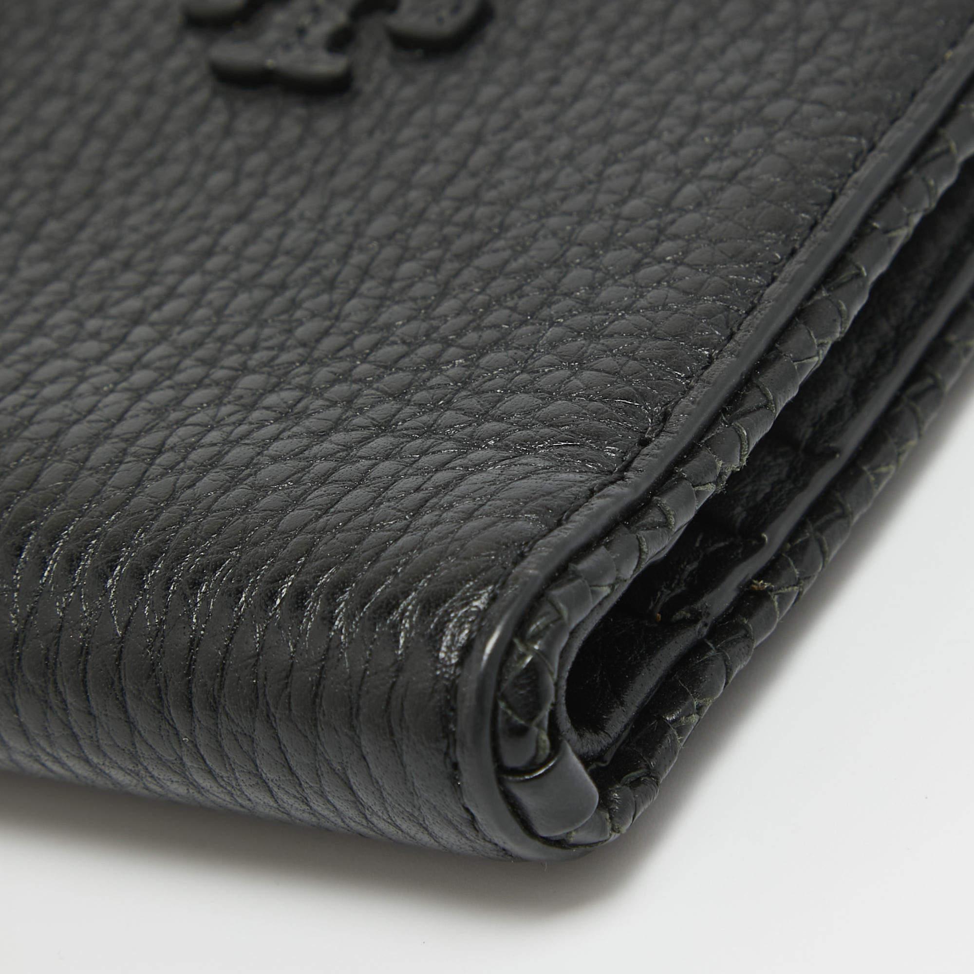 Tory Burch Black Leather Taylor Bifold Compact Wallet For Sale 6