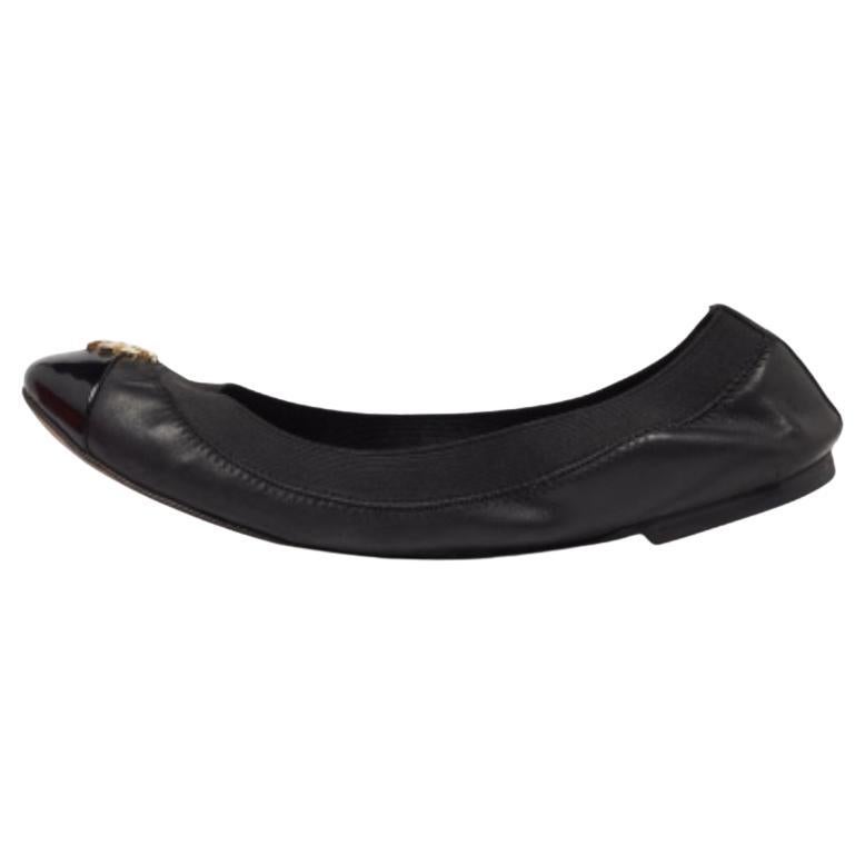 Tory Burch - Ballerines Jolie Scrunch en cuir et vernis noir - Taille 35,5