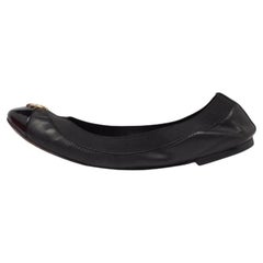 Tory Burch - Ballerines Jolie Scrunch en cuir et vernis noir - Taille 35,5