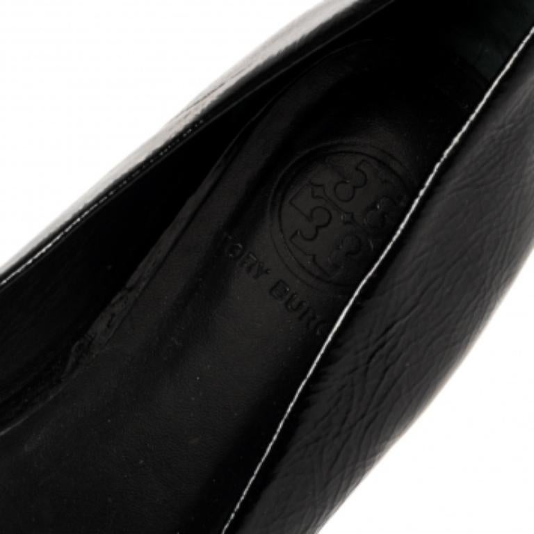 Tory Burch Black Patent Leather Andi Ballet Flats Size 39 For Sale 1