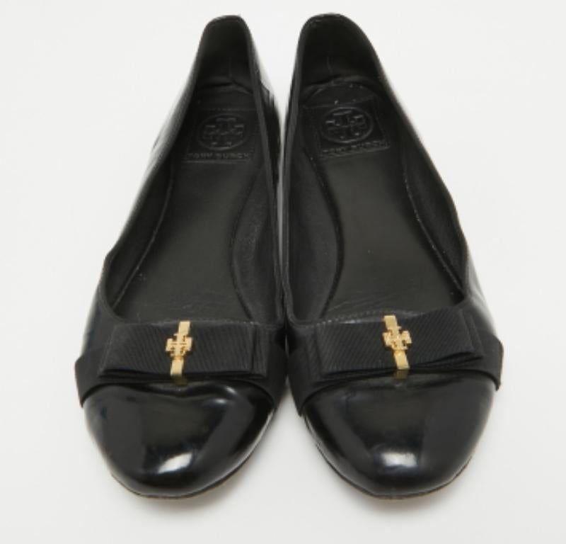 Tory Burch Bailarinas de charol negro con lazo talla 39 Negro en venta