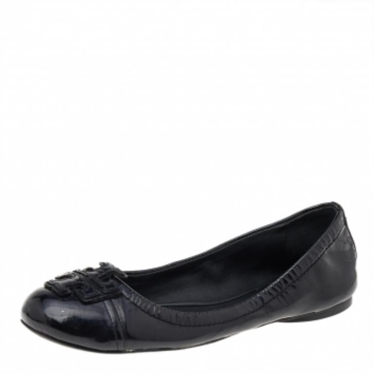 Tory Burch Bailarinas de charol negro Talla 35 1