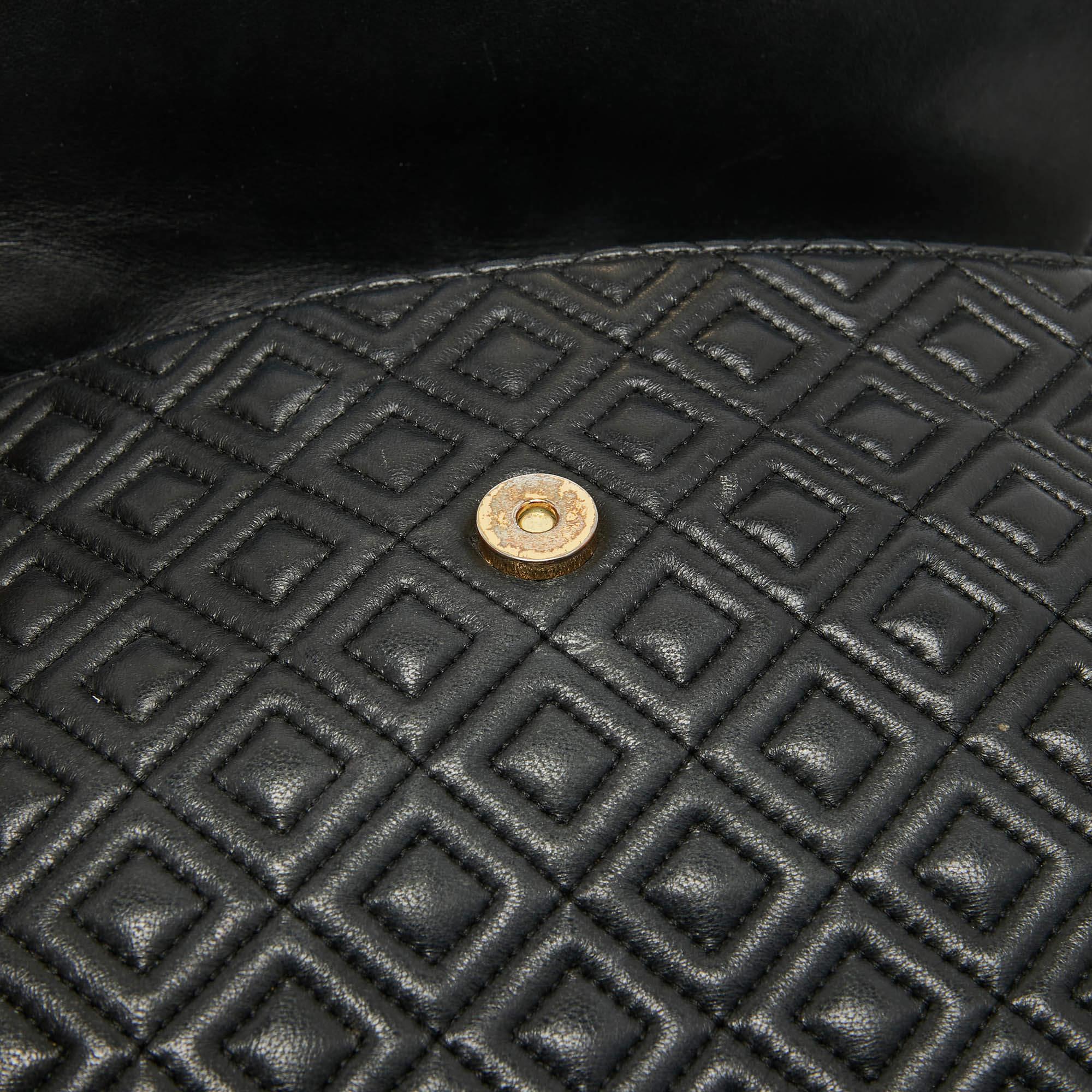 Tory Burch Black Quilted Leather Fleming Shoulder Bag 3