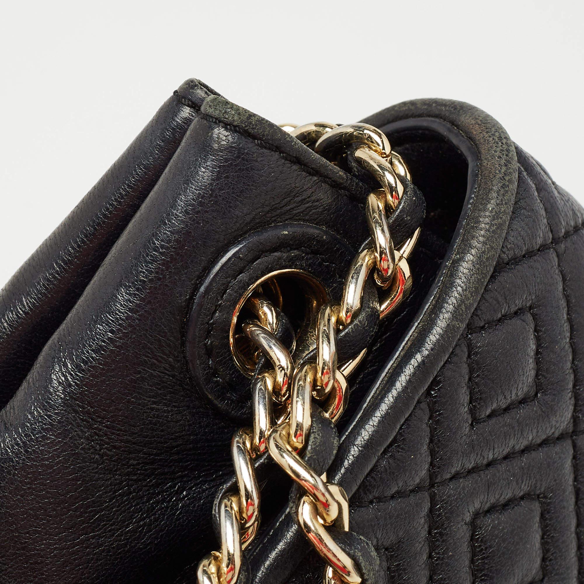 Tory Burch Black Quilted Leather Marion Flap Chain Shoulder Bag 6