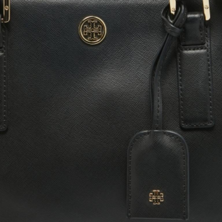 Tory Burch Schwarze Robinson Tote aus Saffiano-Leder mit doppeltem Reißverschluss im Zustand „Relativ gut“ im Angebot in Dubai, Al Qouz 2