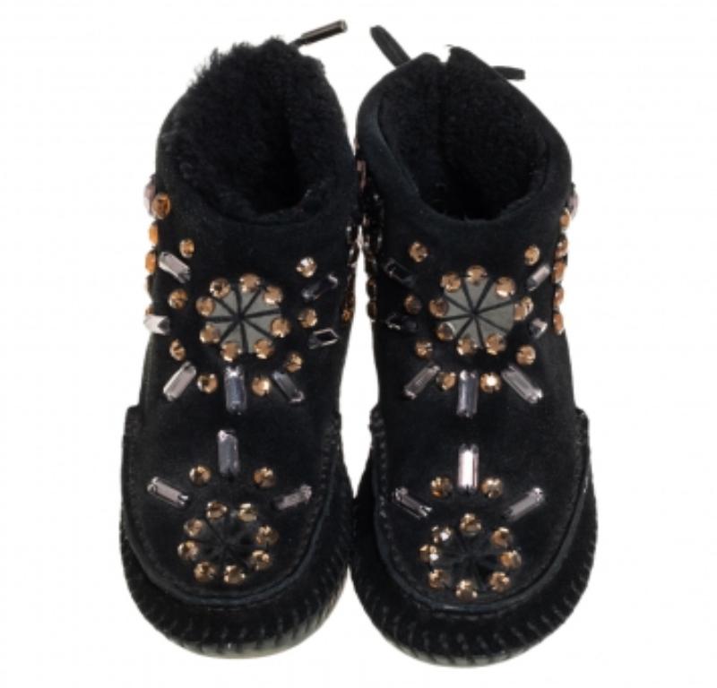 Women's Tory Burch Black Suede Embellished Booties Size 36 For Sale