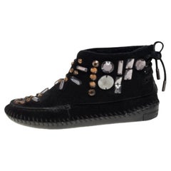 Tory Burch Black Suede Embellished Booties Size 36
