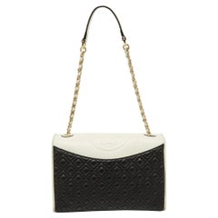 Tory Burch Black/White Leather Fleming Shoulder Bag